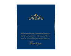 Thank you card in Blue & Antique Golden Color
