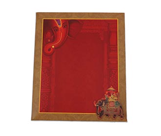 Beautifu Ganesha theme hindu wedding invitation card in red color