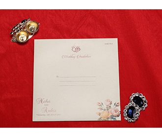 Beautiful Beige colour floral Indian wedding invitation