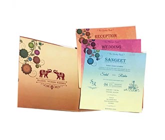 Beautiful flower wedding invitation in spring colours