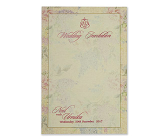 Beautiful Indian wedding invite in pastel colors with printed flowers