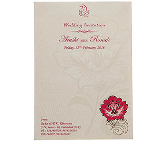 Beautiful Indian Wedding Invite in Pink & Golden Floral Design