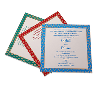 Beige colour Gate fold Royal Indian wedding invitation with golden elephants