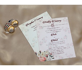 Beige Floral Indian wedding invitation in carry bag style