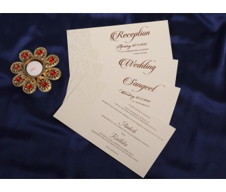 Beige floral Pull out wedding invite