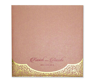 Bengali wedding invitation card in elegant pink & golden colour