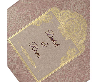 Bengali wedding Invite in copper & golden color with mandala patterns