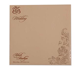 Biscuit colour wedding invitation with floral patterns