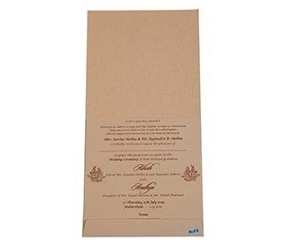 Biscuit colour wedding invitation with floral patterns