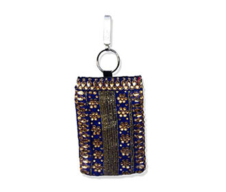 Blue Embroidered Mobile Pouch