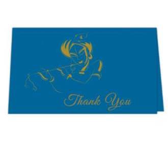Radha Krishna Thankyou Card in Blue & Golden