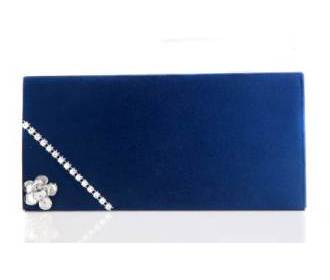 Blue Wedding Shagun Envelope with Silver Flower