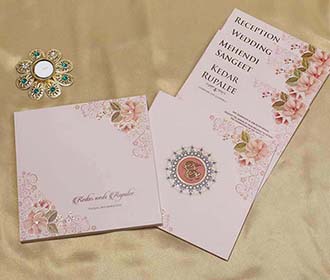 Blush Colour floral Indian Wedding Invitation Design