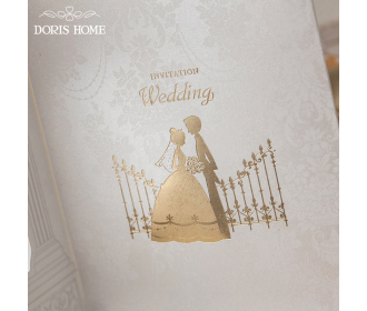 Bride & Groom Golden Vintage Laser cut Wedding Invitation