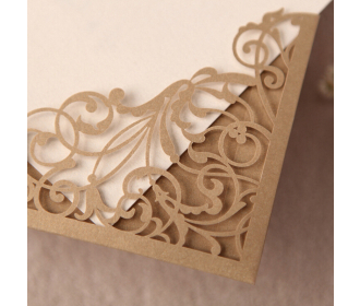 Bride and Groom with Laser Cut Flower Wedding Invitation Cards