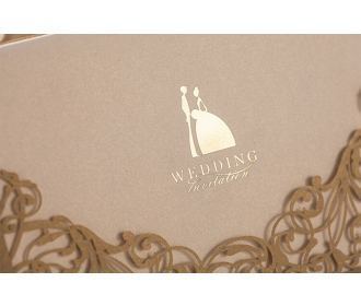 Bride and Groom with Laser Cut Flower Wedding Invitation Cards