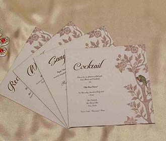 Brown colour Indian Wedding Invitation with Trees and Birds