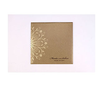 Brown colour tamil wedding invite with floral design