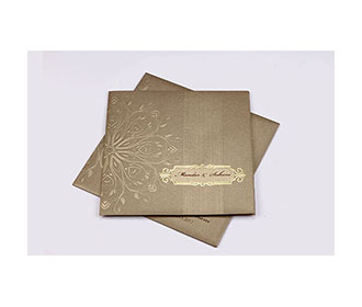 Brown colour tamil wedding invite with floral design
