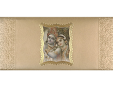 Burlywood Radha-Krishna Card with Flute painting
