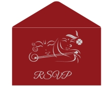 Radha Krishna RSVP Card  in Red & Cream