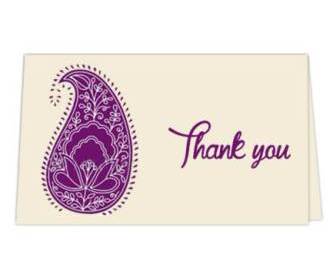 Thank you card in Cream and Purple Paisley Design