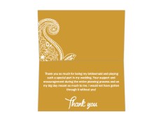 Thank you card in Golden & White Paisley Design