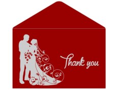Thank you card  in Red and Silver Color