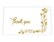 Thank you card  in White & Golden Floral Design