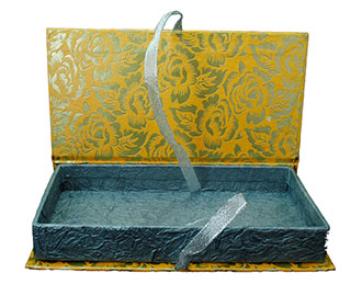 Cash Box in Mustard with Golden Floral Design