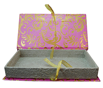 Cash Box in Pink with Golden Floral Design