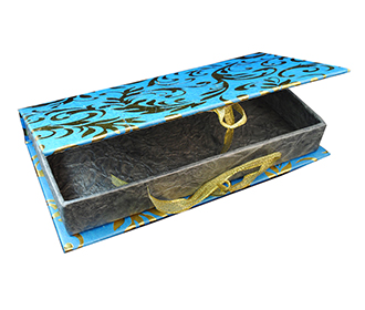 Cash Box in Sky Blue with Golden Floral Design