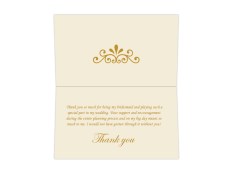 Thank you card  in Cream & Golden Floral Design