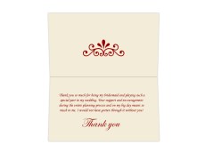 Thank you card in Cream & Red Color