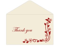 Thank you card in Cream & Red Color