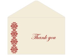 Thank you card  in Cream and Red Color