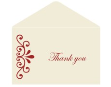 Thank you card  in Cream and Red Color