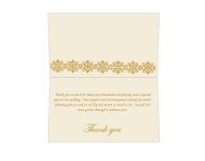 Thank you card in Cream & Golden Floral Design