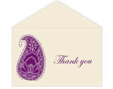 Thank you card in Cream and Purple Color