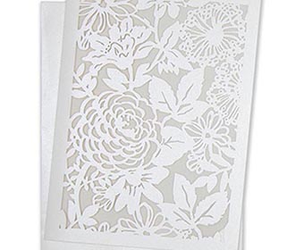 Christian Indian Wedding Card with laser cut flowers in Ivory colour - 
