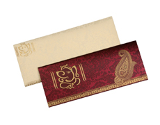 Classic Wedding Card in Royal Crimson Paisley Design