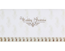 Classic Wedding Invitation with White and Golden Paisley Design