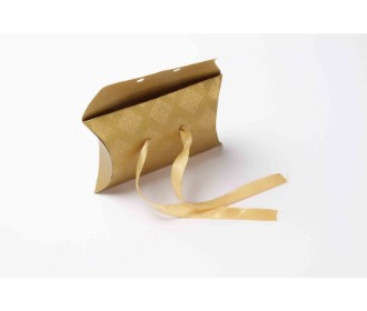 Clutch style party favour box In Golden Color with printed initials and ribbon closure