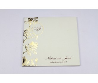 Cream and bright golden invite in a floral design