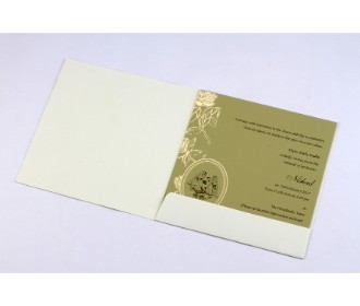 Cream and bright golden invite in a floral design