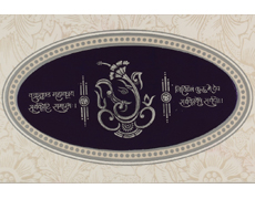 Cream and Indigo Card with Silver Ganesha symbol
