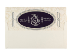 Cream and Indigo Card with Silver Ganesha symbol