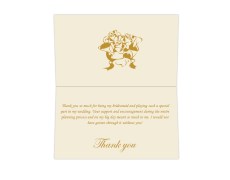 Thank you card in Cream & Golden Floral Design