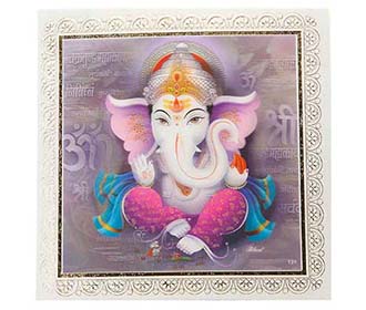 3D Ganesha wedding card in Pink and Blue