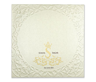 Designer circular multi faith wedding invitation in Ivory